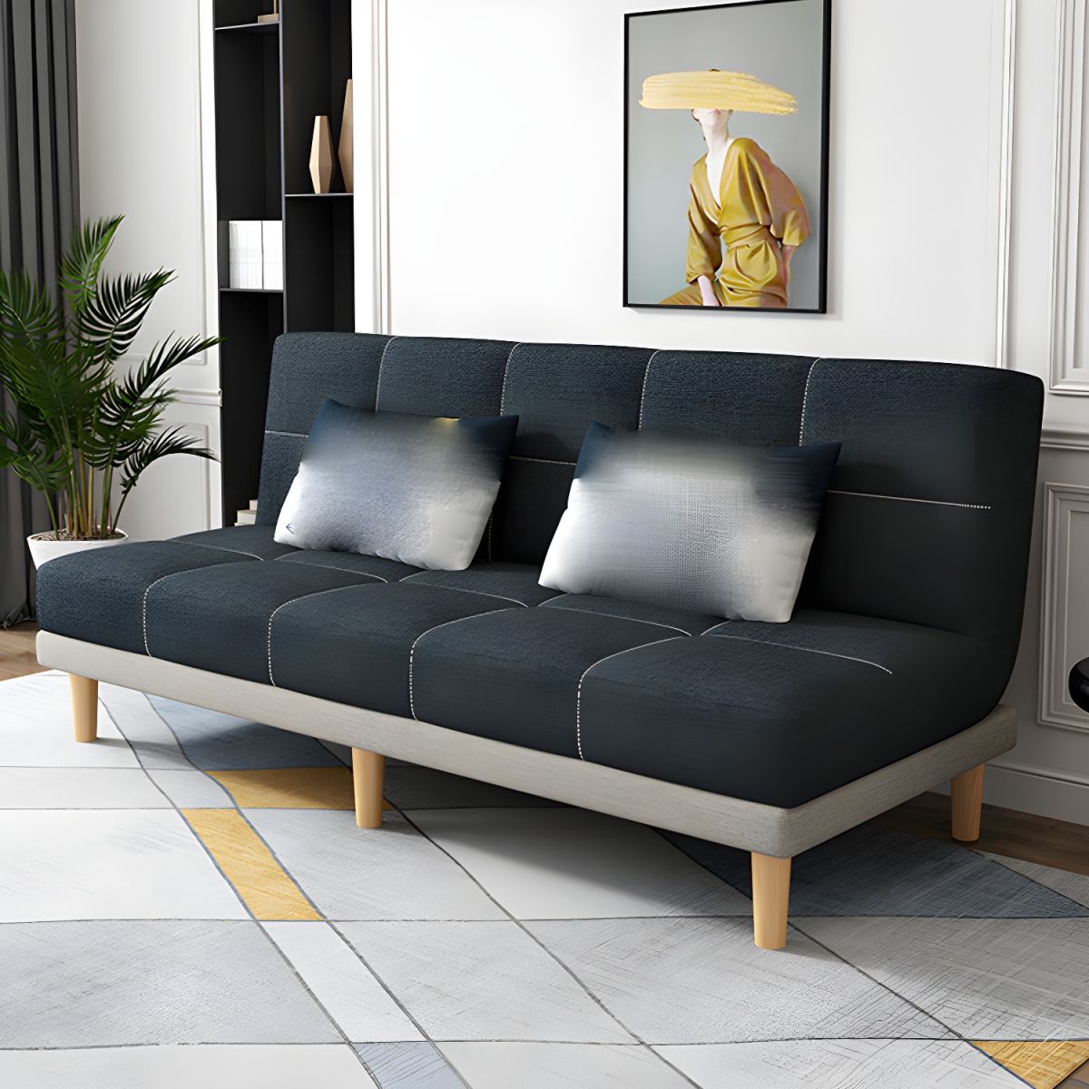 Contemporary Armless Standard Sofa Bed Dual Purpose Sofa for Living Room
