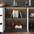 Storm Gray Microwave Shelf Cabinet, Wide Size, 2 Shelves, Self-supporting