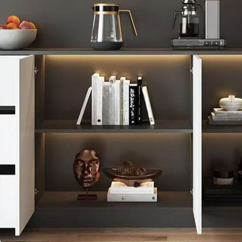 Storm Gray Microwave Shelf Cabinet, Wide Size, 2 Shelves, Self-supporting