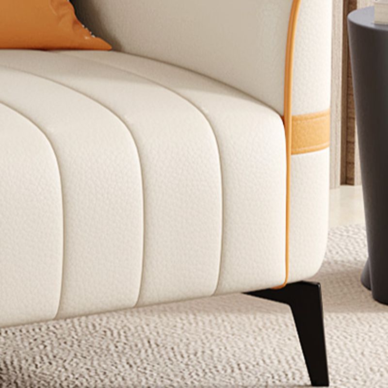 Sofa in Pu Leather with Gray/Olive Green/Amber Color and 3 Pillows