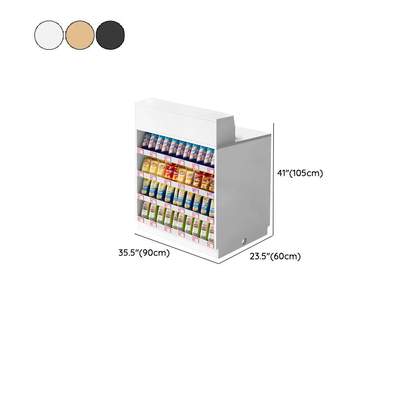 Manufactured Wood Top Reception Desk with Hutch, Cable Management, and Desk Return