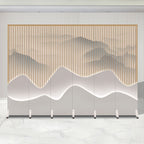 Indoor Opaque Folding Natural Wood Temporary Wall Panels with 6 Panels, Double Sided Print, and Self-supporting Design