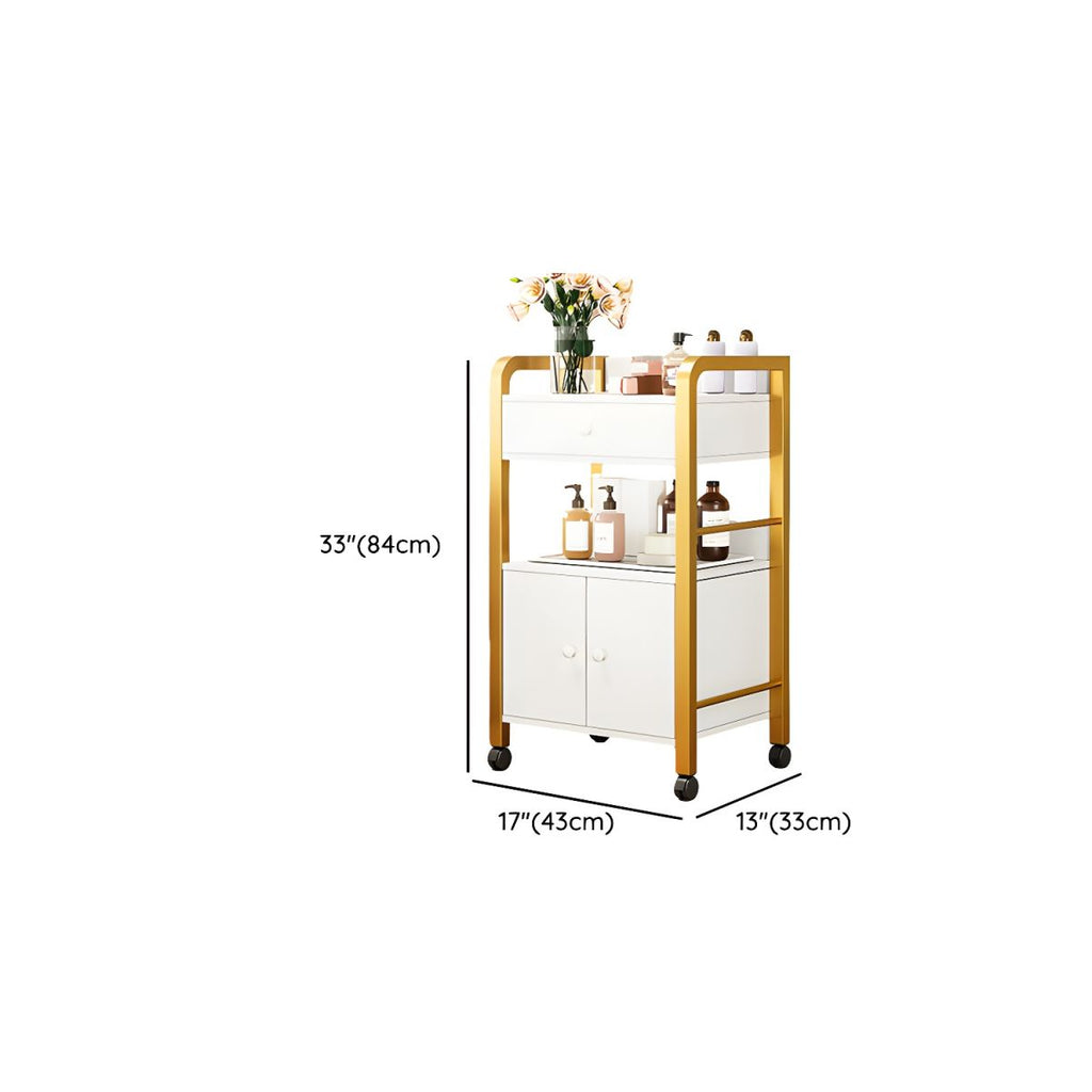 Side Protection Metal Bracket Utility Carts with Storage Space and Casters