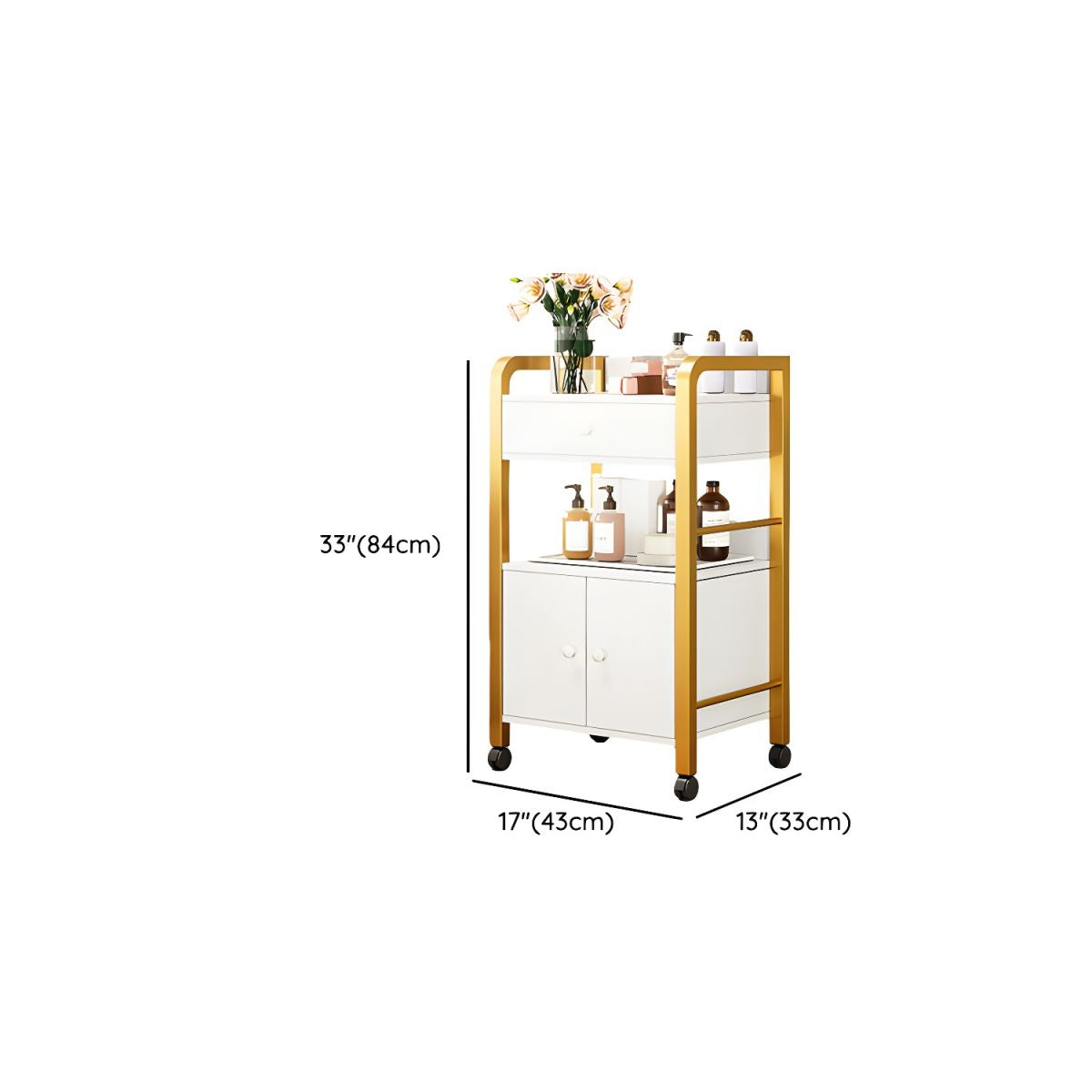 Side Protection Metal Bracket Utility Carts with Storage Space and Casters
