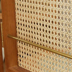 Indoor Translucent Collapsible Room Screen with Shelf, Cane, and Freestanding