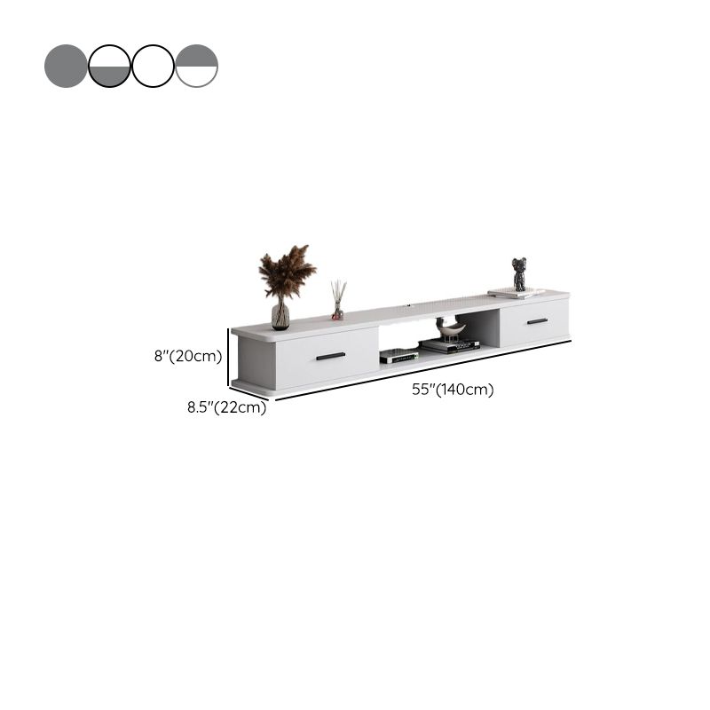 Modern Wooden TV Stand with Shelf, 2 Cabinets, Cable Management, and Visible Storage