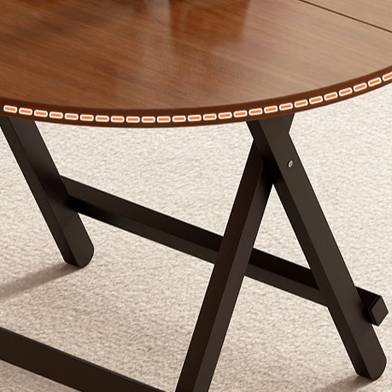 Scratch-proof Veneer Dining Table with Crossed Legs, Foldable Design, and Seating for 2 to 4