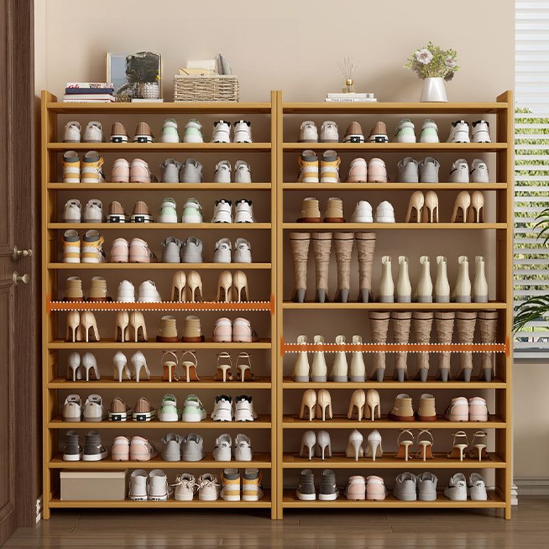 Art Deco Bambusa Rectangle Shoe Rack with 8/11/10 Shelves, Floor Mounted for 21-30 Pairs in Drawing Room