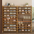 Art Deco Bambusa Rectangle Shoe Rack with 8/11/10 Shelves, Floor Mounted for 21-30 Pairs in Drawing Room