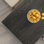Contemporary Matte Black Solid Wood Kitchen & Dining Table with Sled Base and Fixed Table for 6-person Seat