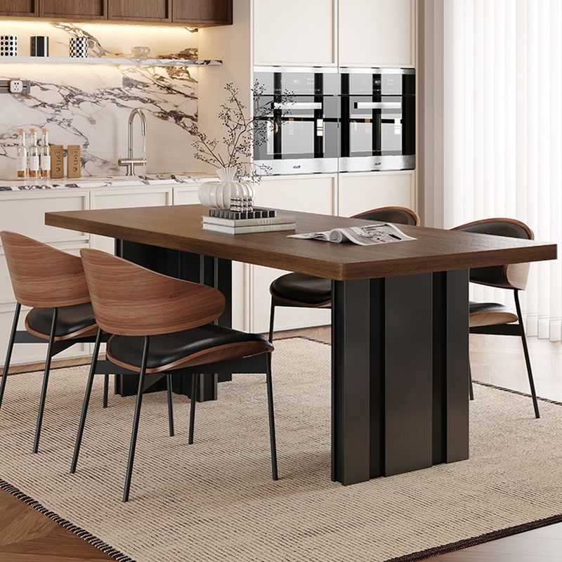 Ink Double Pedestal Stone Dining Table for 6-8, Anti-Fouling Sintered Stone Tabletop