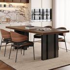 Ink Double Pedestal Stone Dining Table for 6-8, Anti-Fouling Sintered Stone Tabletop