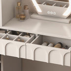 Modish Standard/Small Vanity Set with Laminate Table Top, White Chair, 2 Drawers/1 Drawer, and Light Up Mirror