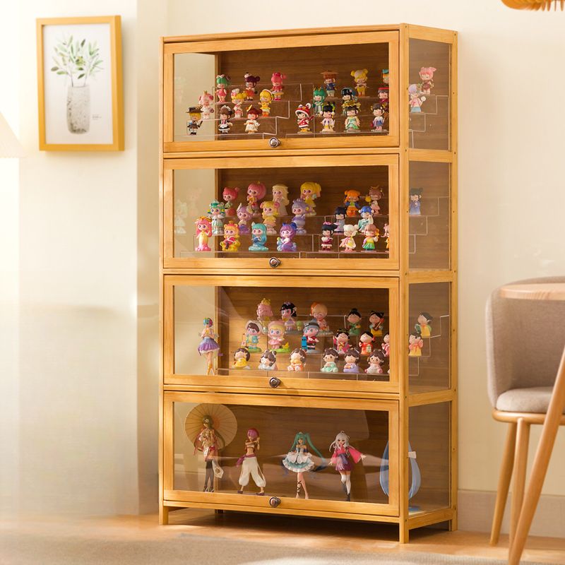 Bambusa Flooring Curio Cabinet with Stockroom, 4 Cabinets/3 Cabinets/2 Cabinets, 4 Shelves/3 Shelves/2 Shelves, 4 Doors/3 Doors/2 Doors
