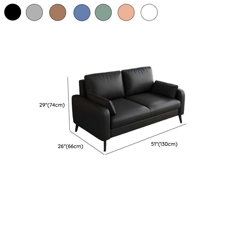 Contemporary Modern Solid Color Water Resistant Loveseat in Navy Blue/Emerald Green/Amber Color, 2-seater with 2 Pillows