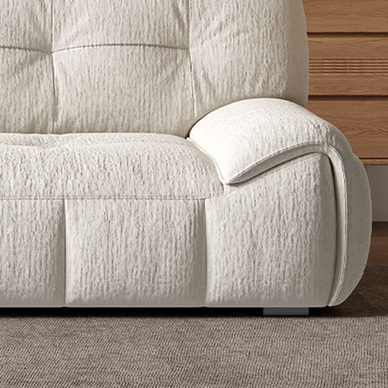Contemporary Modern Solid Color Water Resistant Standard Sofa in Soft-pile Fabric with White Upholstery, Seats 4/2-seater/Seats 3 with 2 Pillows