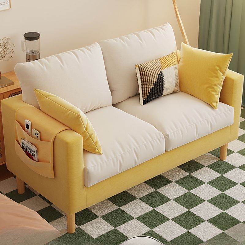 Linen Blend Loveseat in Dove Grey/Olive Green/Cream with Armrest