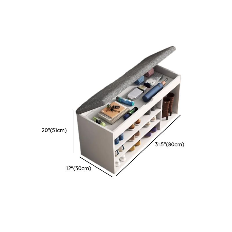 Art Deco Composite Wood Rectangle Shoe Storage Bench with 2/3 Shelves for 1-10 Pairs in Drawing Room, Closed Back