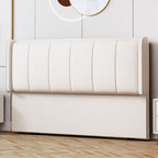 Trendy No Distressing Panel Headboard in Natural Wood, Rectangle Shape for Full/Queen Bed, Sponge Upholstery Fill, Standard Height
