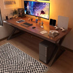 Minimalist Ergonomic Desk with Distortion-resistant Sled Base, Independent Structure, Wire Management, and Engineered Wood Top