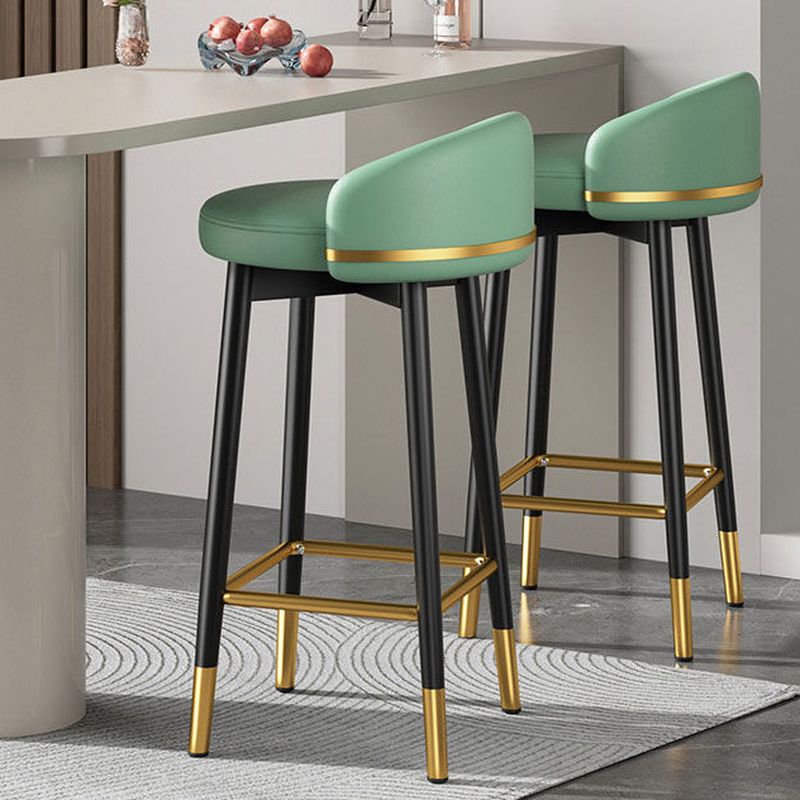 Casual Soft Seating/Rawhide Bar Stools in Midnight Black/Light Gray/Amber Color with Back Round Top and Leg Rest