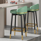 Casual Soft Seating/Rawhide Bar Stools in Midnight Black/Light Gray/Amber Color with Back Round Top and Leg Rest