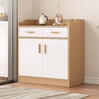 Art Deco Sideboard with 3/1/2 Drawers, Narrow 2 Shelves Larder Storage, Lumber Countertop, and 4/3/2 Doors