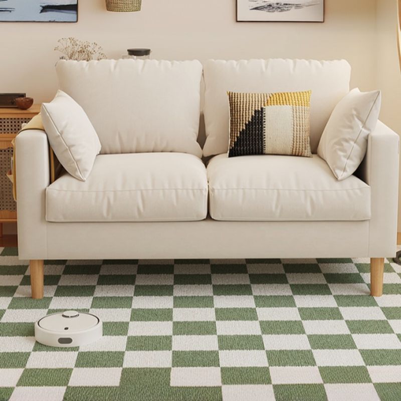 Linen Blend Loveseat in Dove Grey/Olive Green/Cream with Armrest