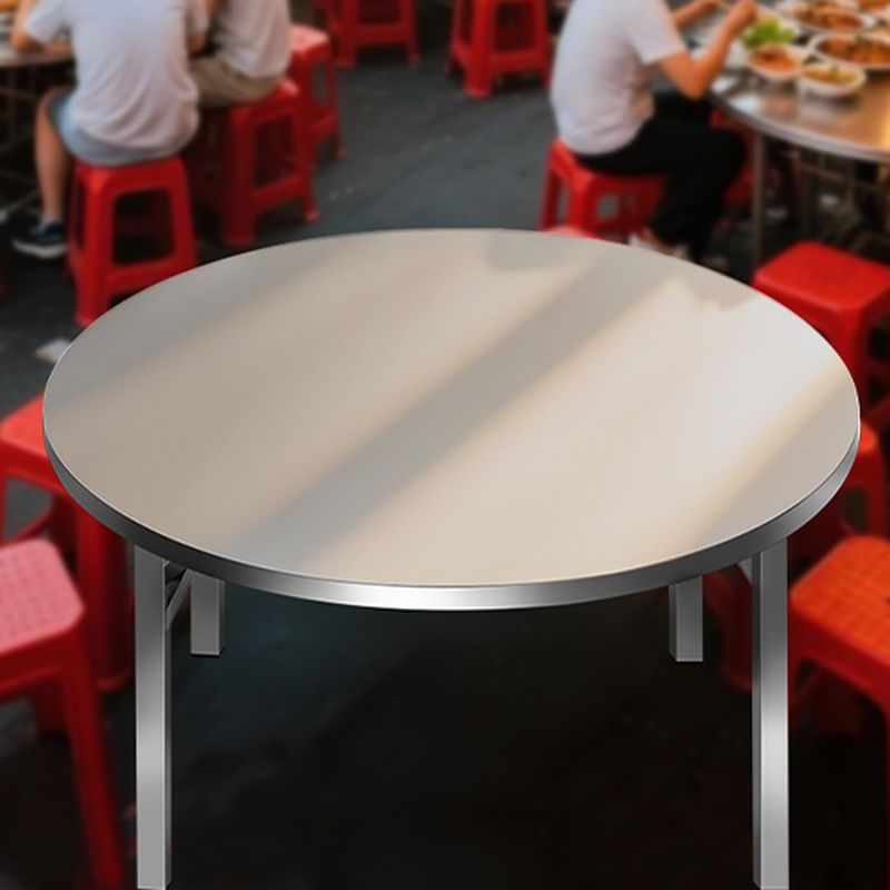 Art Deco Stainless Steel Rounded Fold-up Banquet Table, Rust-free Stainless Alloy Pop Up Table