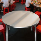 Art Deco Stainless Steel Rounded Fold-up Banquet Table, Rust-free Stainless Alloy Pop Up Table