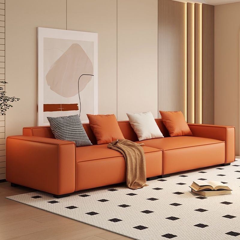 Drawing Room Standard Sofa in Dark Gray/Coffee/Off-White with Armrest and 4 Pillows