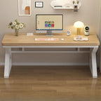 Casual Writing Desk with Easy Assembly, Crack Resistant, Sleigh Base in Chalk/Sepia/Natural, Unattached Installation, Engineered Wood Top
