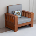 Modern Farmhouse Sofa in Solid Wood with Square Arms for Living Room