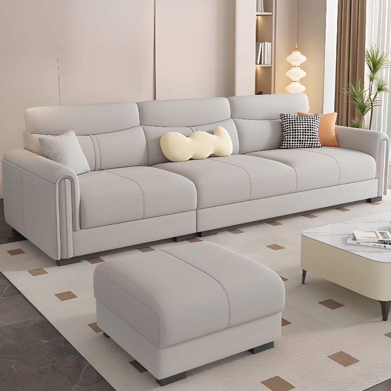 Contemporary Modern Solid Color Water Resistant Standard Sofa in Light Gray for 4-seater/for 3 with 4 Pillows