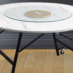 Trendy Folding Circular-shaped Bi-fold Table in Midnight Black with No Additional Durability and MDF Wood Top