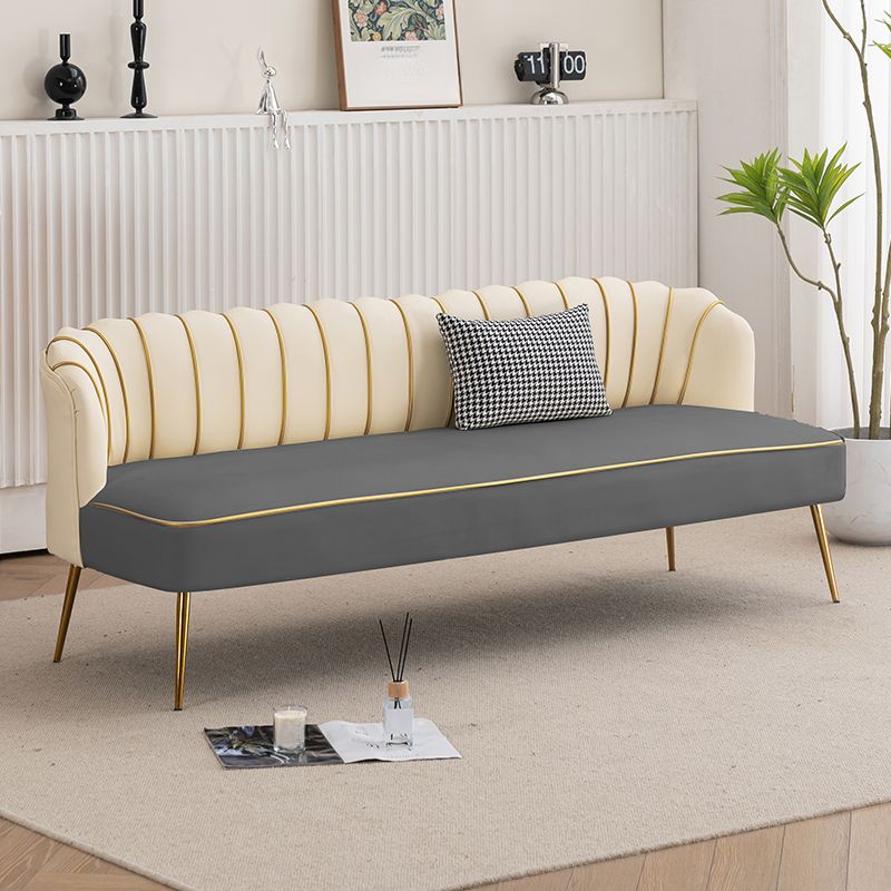 Modish Solid Color Stain Resistant Standard Sofa/Loveseat in Grey/Beige/Amber Color for 2/4-seater/3-seater with 1 Pillow