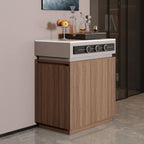 Modish Rectangle Kitchen Island with 3 Drawers, Stone Countertop in Beige