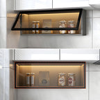 Contemporary Faux Wood Wall Mounted Display Cabinet with Glass Door