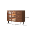 Espresso Sideboard with 3 Drawers, Standard Size, 3 Interior Shelves, Pantry Hutch, Lumber Countertop, and Glass Doors