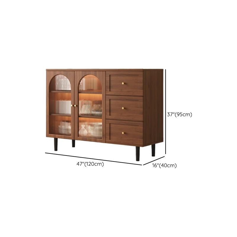 Espresso Sideboard with 3 Drawers, Standard Size, 3 Interior Shelves, Pantry Hutch, Lumber Countertop, and Glass Doors