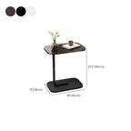 Contemporary C Shaped Engineered Wood Chairside Table, Black/Chalk/Brown Rectangle Top, Table Only