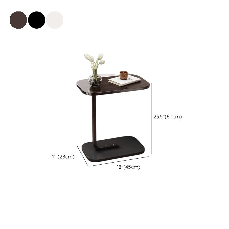 Contemporary C Shaped Engineered Wood Chairside Table, Black/Chalk/Brown Rectangle Top, Table Only