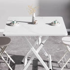 Midnight Black/White/Natural Finish Trendy Folding Square Fold-up Card Table with Scratch-shielded MDF Wood Top