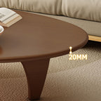 Casual Single Accent Table with Pecan/Natural Color Rubberwood and Abstract Base in Irregular Shape