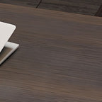 Simplistic Warp-free T-Shape Base Desk with 4/3/2 Drawers, Black/Chestnut Lumber Top, Floor Mounted, and Programmable Memory Controller