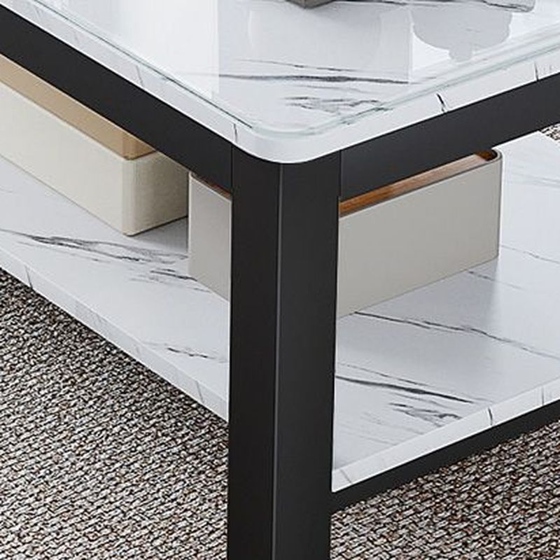 Square Side Table with Repository Storage and 1 Shelf