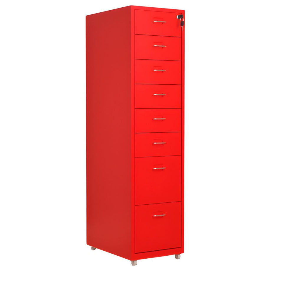 Modern Mobile Key Locking Filing Cabinet with Drawers in Metal Frame
