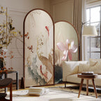 Minimalist Translucent Screen Divider with 2 Panels, Double Sided Print, Gauze Material, and Independent Style