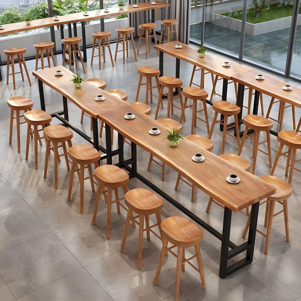 Modern 1/9 Pieces Bar Table Set Rectangle Wood Counter Table with High Stools