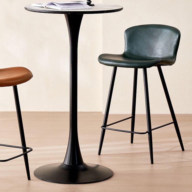 Casual Rawhide Bar Stools in Midnight Black/Jade Green/Caramel with Back Pail Seat and Leg Rest